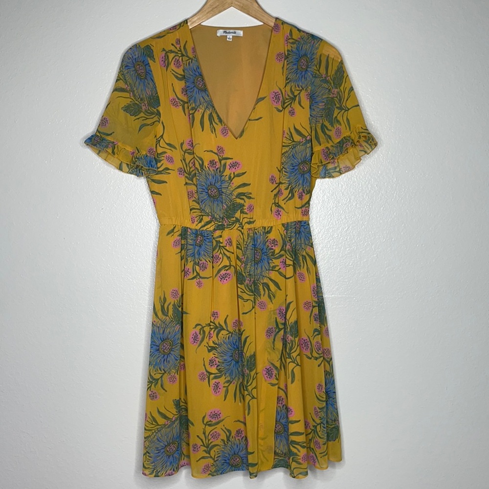 Madewell Painted Blooms Yellow Dress sz 2